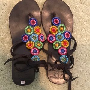 COPY - Golden Girls Beaded Ankle straps Sandals Size 39 Never worn